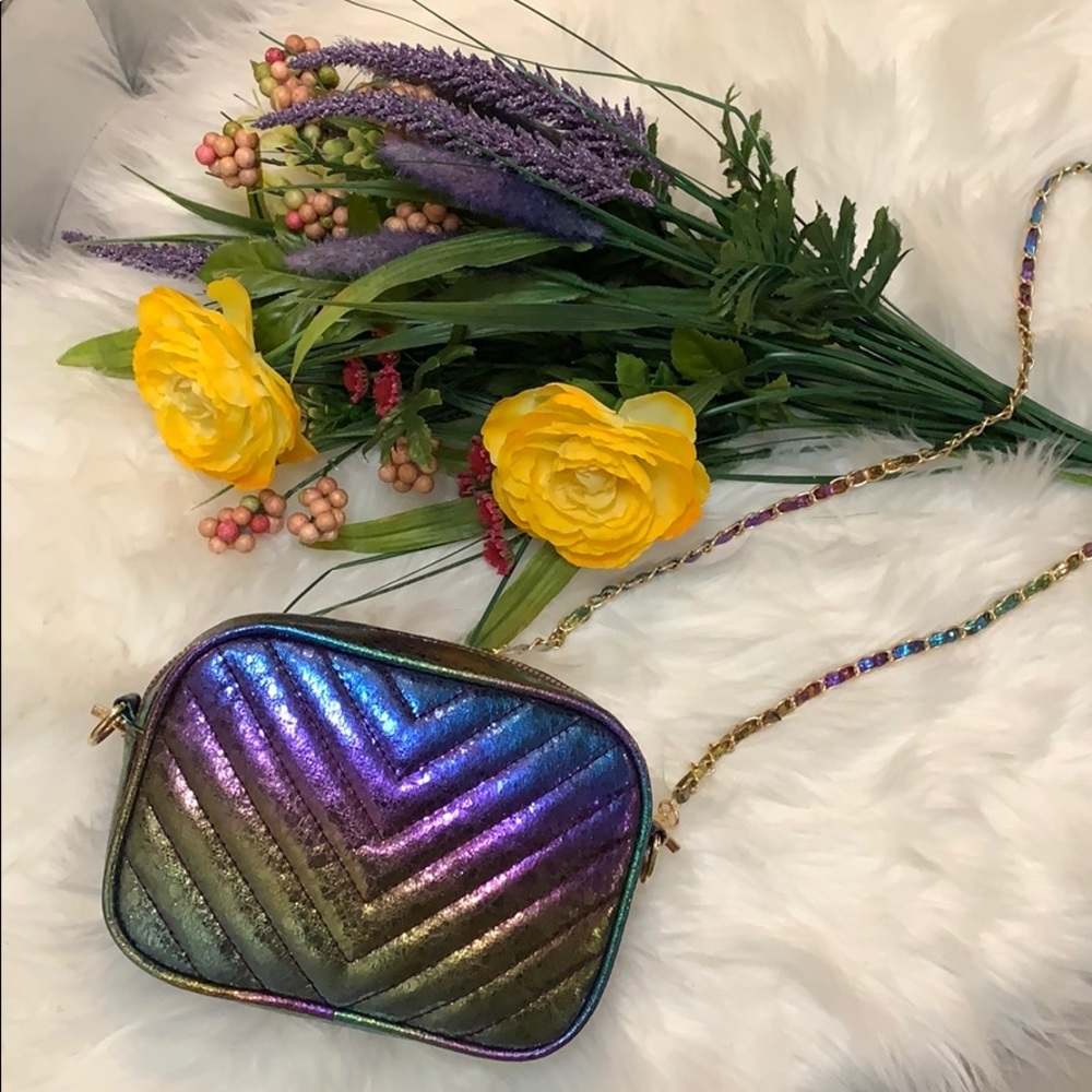 New! Rainbow Chevron Crinkle Crossbody - Picture 5 of 7